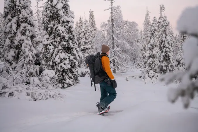 Snowshoe Adventure Snowshoeing in Lapland forest